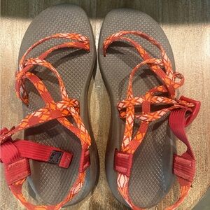 Chaco Red and Orange Sandals